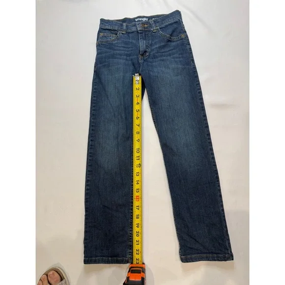 Wrangler Classic Straight Jeans Kids Size 10 Blue Excellent Adjustable Waist - Picture 2 of 6